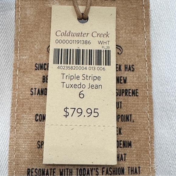 Coldwater Creek White Triple Stripe Tuxedo Slim Leg Jeans Women’s Size 6 NWT - Picture 5 of 9